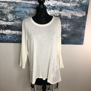 Anthropologie Maeve Ivory Long Sleeve Blouse